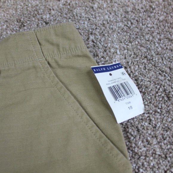 Polo Ralph Lauren Khaki Tan Cargo Shorts Chino Youth Boys Size 18 NWT - Picture 4 of 8